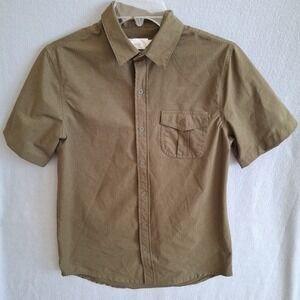 Onia All Terrain Ripstop Shirt Mens Small Olive Green Short Sleeve Button Up S